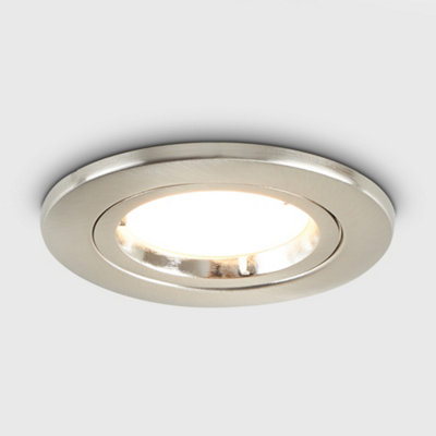 Valuelights Contemporary Fired Rated Die Cast Twist & Lock Brushed Chrome Gu10 Ceiling Downlight from B&Q