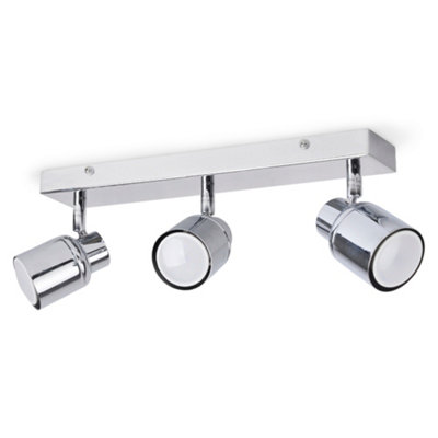 Valuelights Benton Bathroom Ceiling Bar Spotlight And Gu10 Spotlight Led 5W Warm 3000K Bulbs Silver/White