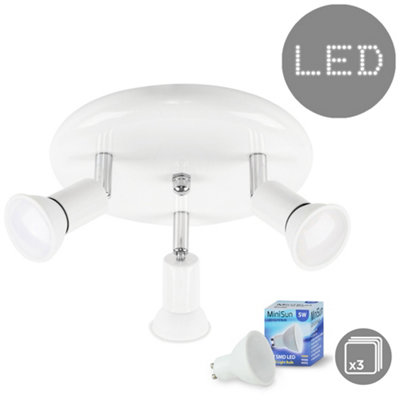 Valuelights White Ceiling Bar Spotlight And Gu10 Spotlight Led 5W Warm White 3000K Bulbs