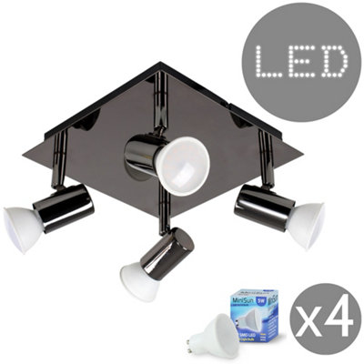 Valuelights Black Ceiling Bar Spotlight And Gu10 Spotlight Led 5W Warm White 3000K Bulbs