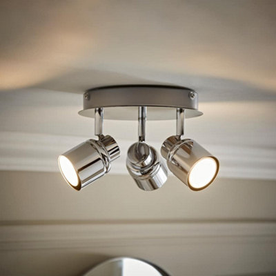 Valuelights Benton Chrome 3 Way Round Ip44 Bathroom Ceiling Spotlight And Cool Bulbs