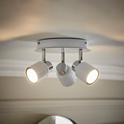 Valuelights Benton White 3 Way Round Ip44 Bathroom Ceiling Spotlight And Warm Bulbs