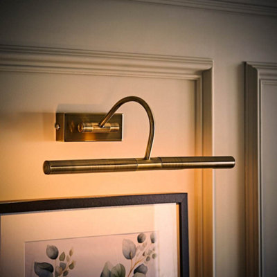 Valuelights Capri Pair Of Antique Brass Mains Powered Twin Picture Wall Lights And Bulbs from B&Q