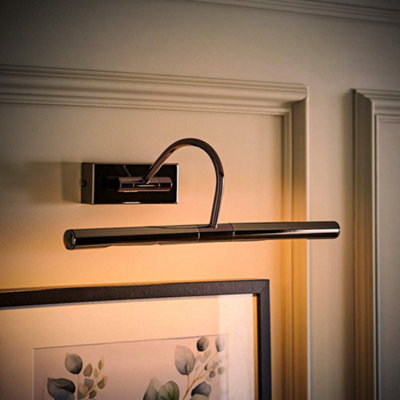 Valuelights Capri Pair Of Black Chrome Mains Powered Twin Picture Wall Lights And Bulbs from B&Q