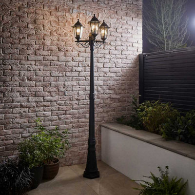 Valuelights Traditional 1.95M Black 3 Way Ip44 Outdoor Garden Lamp Post LightComplete With 3 X 6W Led Es E27 Warm White Bulbs from B&Q