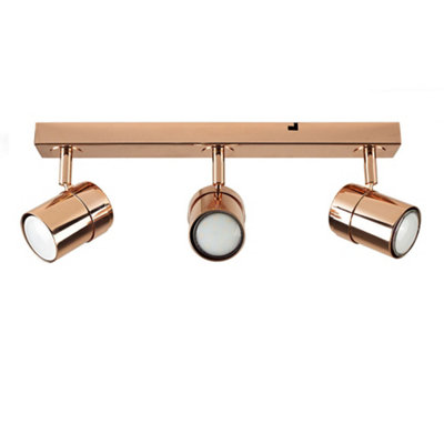 Valuelights Rosie Copper Ceiling Bar Spotlight And Gu10 Spotlight Led 5W Warm 3000K Bulbs White