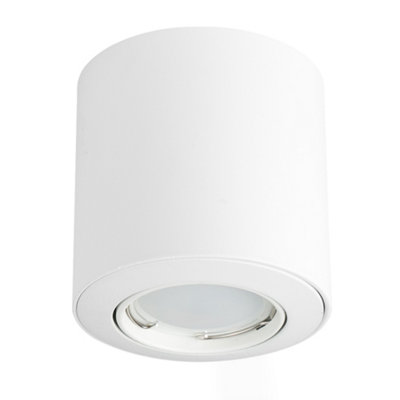 B&Q -  Gu10 Gloss White Tiltable Surface Mounted Ceiling Spotlight DownlightComplete With 1 X 5W Gu10 Cool White Led Bulb