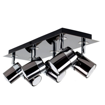 B&Q -  Rosie Black Ceiling Bar Spotlight And Gu10 Spotlight Led 5W Warm White 3000K Bulbs