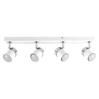 B&Q -  Rosie White Ceiling Bar Spotlight And Gu10 Spotlight Led 5W Warm White 3000K Bulbs