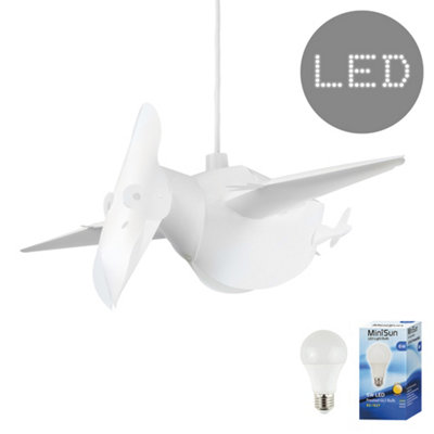 Valuelights Ceiling Pendant Shade And E27 Gls Led 6W Warm 3000K Bulb White