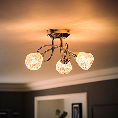 Valuelights Astley Chrome 3 Way Crossover Ceiling And Bulbs Light