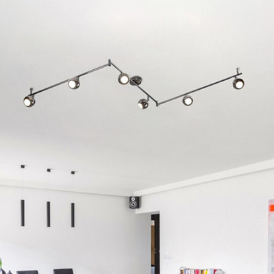 Valuelights Retro Adjustable 6 Way Eyeball Chrome Ceiling Spotlight Black