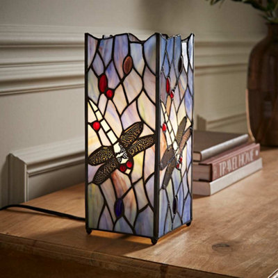 B&Q -  Tiffany Dragonfly Square Table Lamp