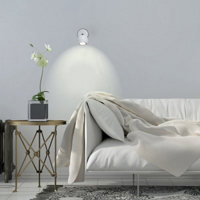 Valuelights Modern Single Eyeball Wall Spotlight Gloss White Finish from B&Q