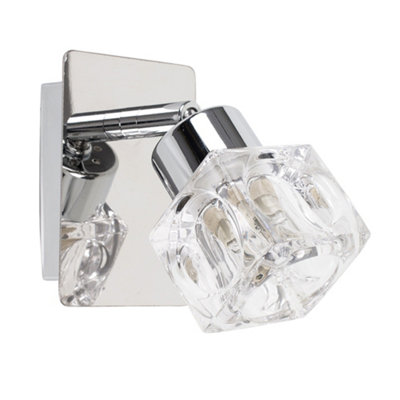 B&Q -  Ritz Modern Silver Chrome And Glass Ice Cube Wall Light