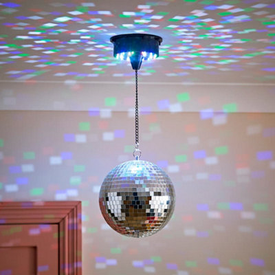 Valuelights Novelty Rotating Motorised Battery Operated Multi Coloured Disco Mirror Ball Ceiling Light from B&Q