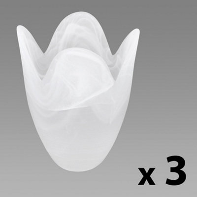 Valuelights 3 Pack Frosted Marble Effect Glass Tulip Floral Replacement Shades (D)9.5Cm from B&Q