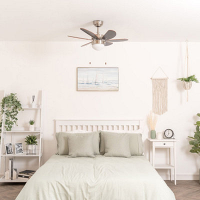 Valuelights Typhoon Brushed Chrome And Wood Effect Ceiling Fan With Light 30 Inch - Image 5