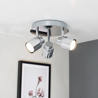 Valuelights Benton Chrome 3 Way Round Ip44 Bathroom Ceiling Spotlight