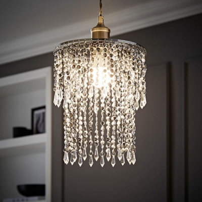 Valuelights Modern Chrome Acrylic Bead Effect Ceiling Pendant Shade Silver/Light