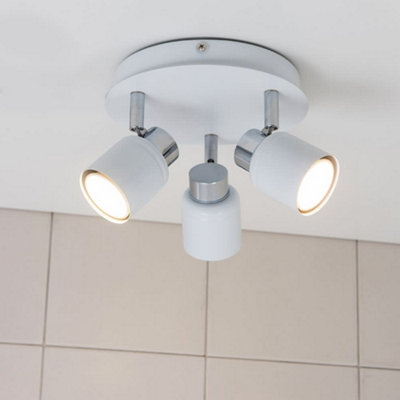 Valuelights Benton White 3 Way Round Ip44 Bathroom Ceiling Spotlight