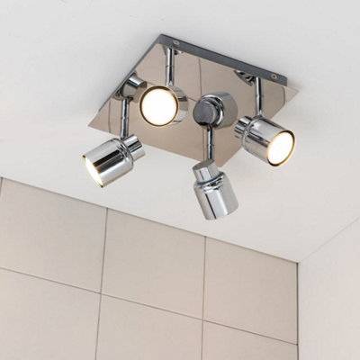 Valuelights Benton Chrome 4 Way Square Ip44 Bathroom Ceiling Spotlight