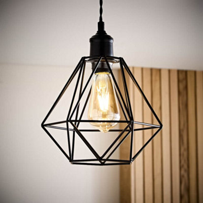 Valuelights Diablo Modern Geometric Black Metal Basket Cage Ceiling Light Shade (D)21Cm from B&Q