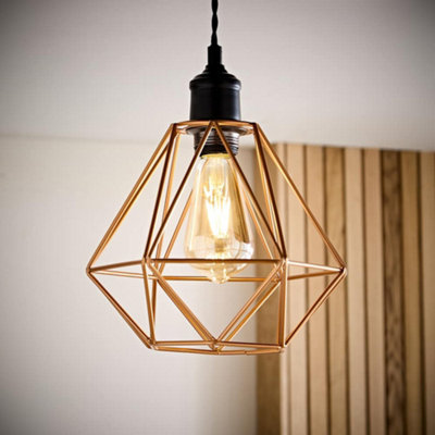 Valuelights Diablo Modern Geometric Copper Metal Basket Cage Ceiling Light Shade (D)21Cm from B&Q