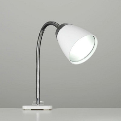 Valuelights Huey Single Gloss White And Chrome Clamp Clip On Led Desk Spotlight Adjustable Table Light from B&Q