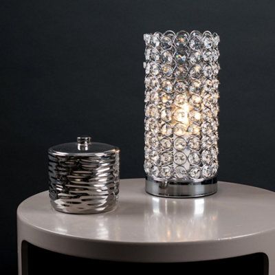 Valuelights Ducy Modern Chrome And Clear Acrylic Jewel Cylinder Touch Table Lamp from B&Q