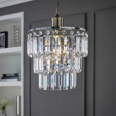 Valuelights Kelsks Modern 3 Tier Ceiling Pendant Shade With Clear Acrylic Jewel Effect Droplets Light