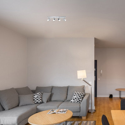 Valuelights Rosie Modern 4 Way Straight Bar Ceiling Spotlight Fitting Polished Chrome Finish from B&Q