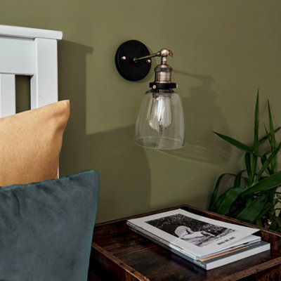 B&Q -  Ambrose Retro Style Antique Brass And Black Metal Adjustable Knuckle Joint Wall Light Fitting