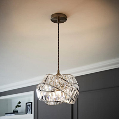B&Q -  Hudson Polished Chrome And Clear Acrylic Jewel Intertwined Rings Design Ceiling Light Shade (D)30Cm