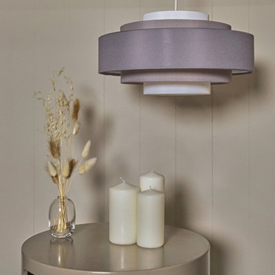 B&Q -  Hampshire Modern 3 Tone Grey 5 Tier Cylinder Ceiling Light Shade (D)35Cm