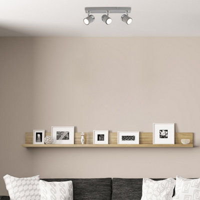 B&Q -  Rosie 3 Way Adjustable Gloss Grey And Silver Chrome Straight Bar Ceiling Spotlight Fitting
