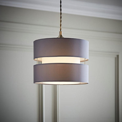 Valuelights Sophia Small Grey 2 Tier Ceiling Light Shade (D)26Cm from B&Q