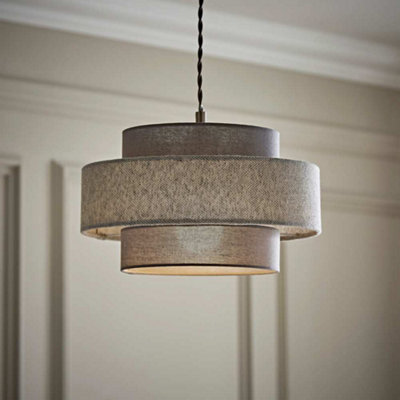 Values Weaver Cylinder Ceiling Pendant Shade In And Herringbone Finish Light/Dark/Grey