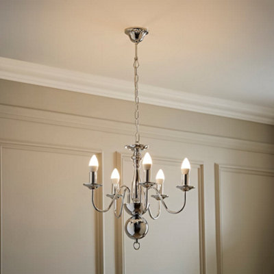 Valuelights Gothica Traditional 5 Way Chrome Flemish Style Ceiling Light Chandelier Fitting from B&Q