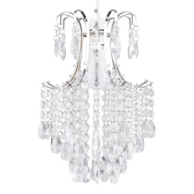 Valuelights Donah Modern Chrome Ceiling Pendant Shade With Clear Acrylic Droplets Silver/Light