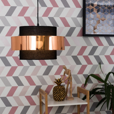 Valuelights Matildo Modern Black And Copper Cylinder Ceiling Light Shade (D)34Cm from B&Q