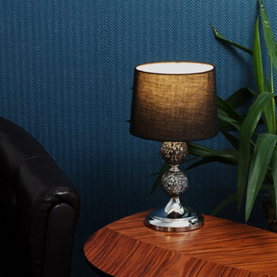 Valuelights Harmony Modern Decorative Chrome And Mosaic Crackle Glass Table Lamp With Shade Black