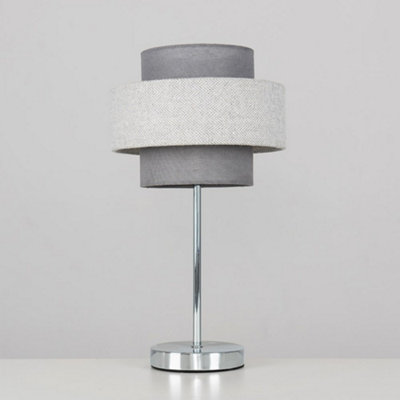 Valuelights Weaver Touch Table Lamp With Herringbone Grey Shade from B&Q