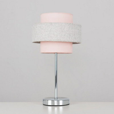 Valuelights Weaver Touch Table Lamp With Herringbone/pink Shade from B&Q