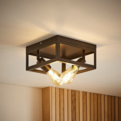 B&Q -  Pisces Industrial Black 2 Way Caged Ceiling Light