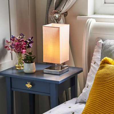 Valuelights Yuko Polished Chrome Touch Table Lamp With Pink Shade from B&Q