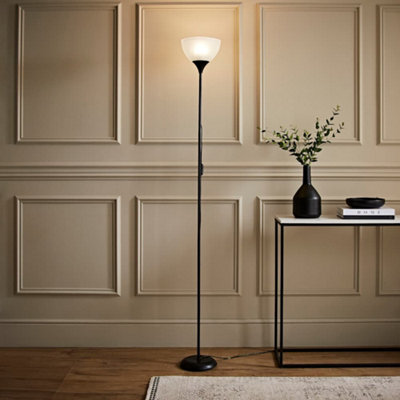 Valuelights Dalby Black Uplighter Floor Lamp With White Shade from B&Q