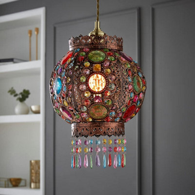 Valuelights Bazaar Moroccan Jewelled Bronze Ceiling Lamp Shade from B&Q