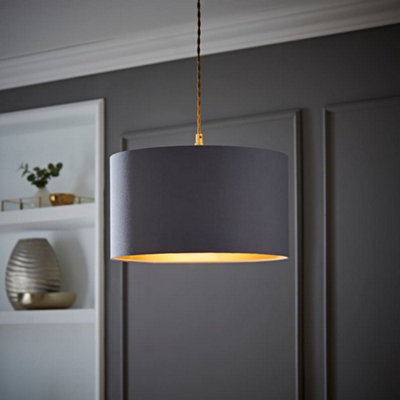 Valuelights Reni Grey & Copper Inner Drum Ceiling Lamp Shade (D)35Cm from B&Q