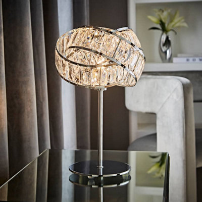 Valuelights Hudson Polished Chrome And Clear Acrylic Jewel Intertwined Rings Design Table Lamp from B&Q